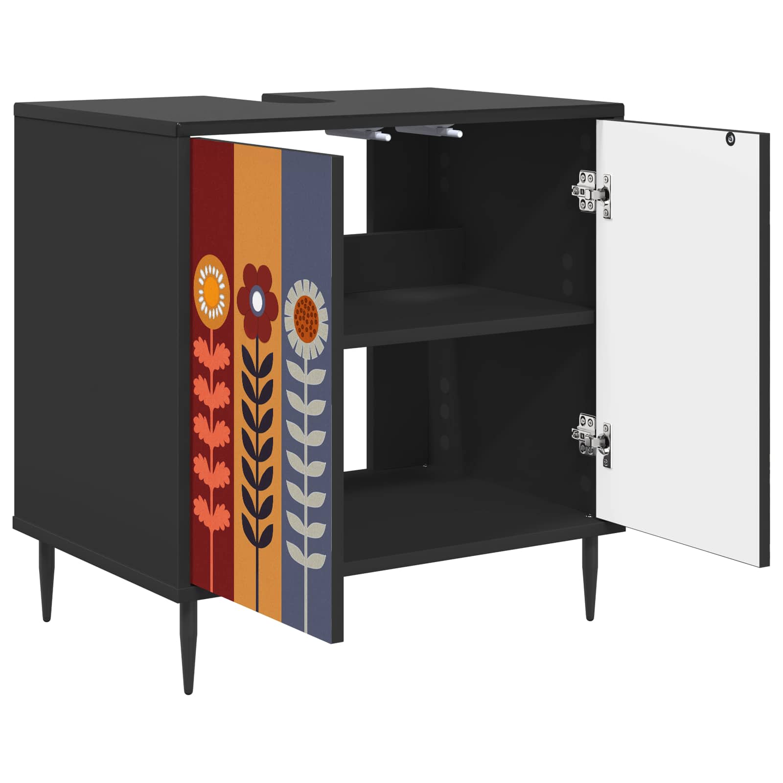Badkamerkast ESSEN Zwart eiken 60 x 40 x 61 cm Bewerkt hout