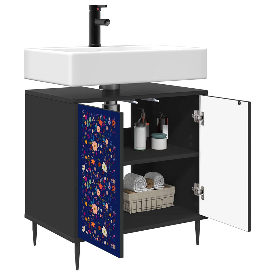 Badkamerkast MAINZ Zwart eiken 60 x 40 x 61 cm Bewerkt hout