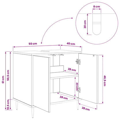 Badkamerkast AACHEN Zwart eiken 60 x 40 x 61 cm Bewerkt hout