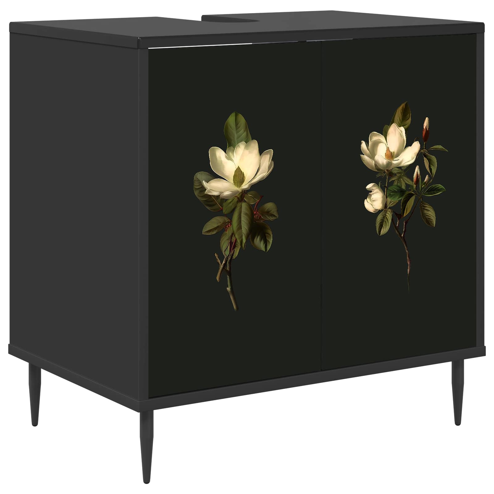 Badkamerkast BREMEN Zwart eiken 60 x 40 x 61 cm Bewerkt hout