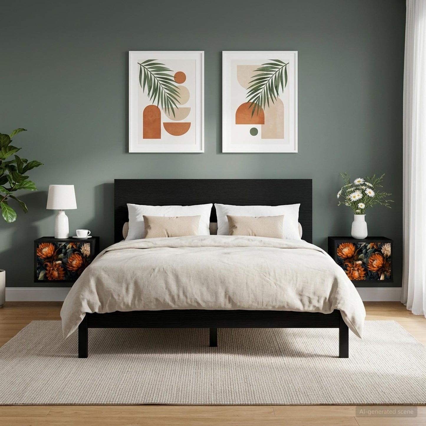 Wandkastje LOCHEM 2 st Zwart eiken 36 x 33 x 25 cm Bewerkt hout