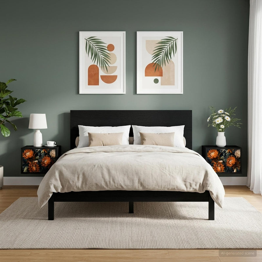 Wandkastje LOCHEM 2 st Zwart eiken 36 x 33 x 25 cm Bewerkt hout