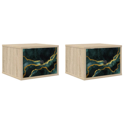 Wandkastje WIJHE 2 st Sonoma Eiken 36 x 33 x 25 cm Bewerkt hout