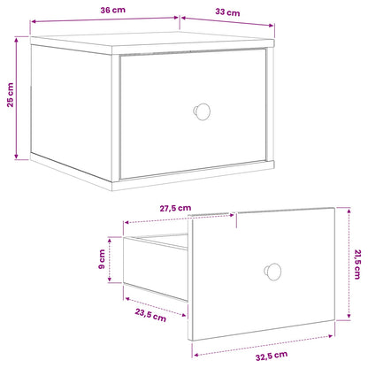 Wandkastje WIJHE 2 st Zwart eiken 36 x 33 x 25 cm Bewerkt hout