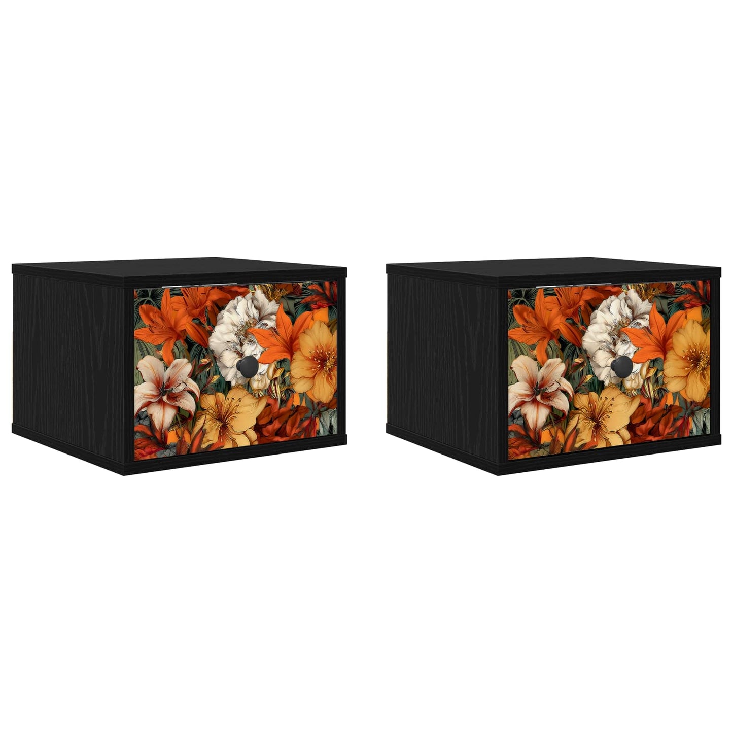 Wandkastje GENNEP 2 st Zwart eiken 36 x 33 x 25 cm Bewerkt hout