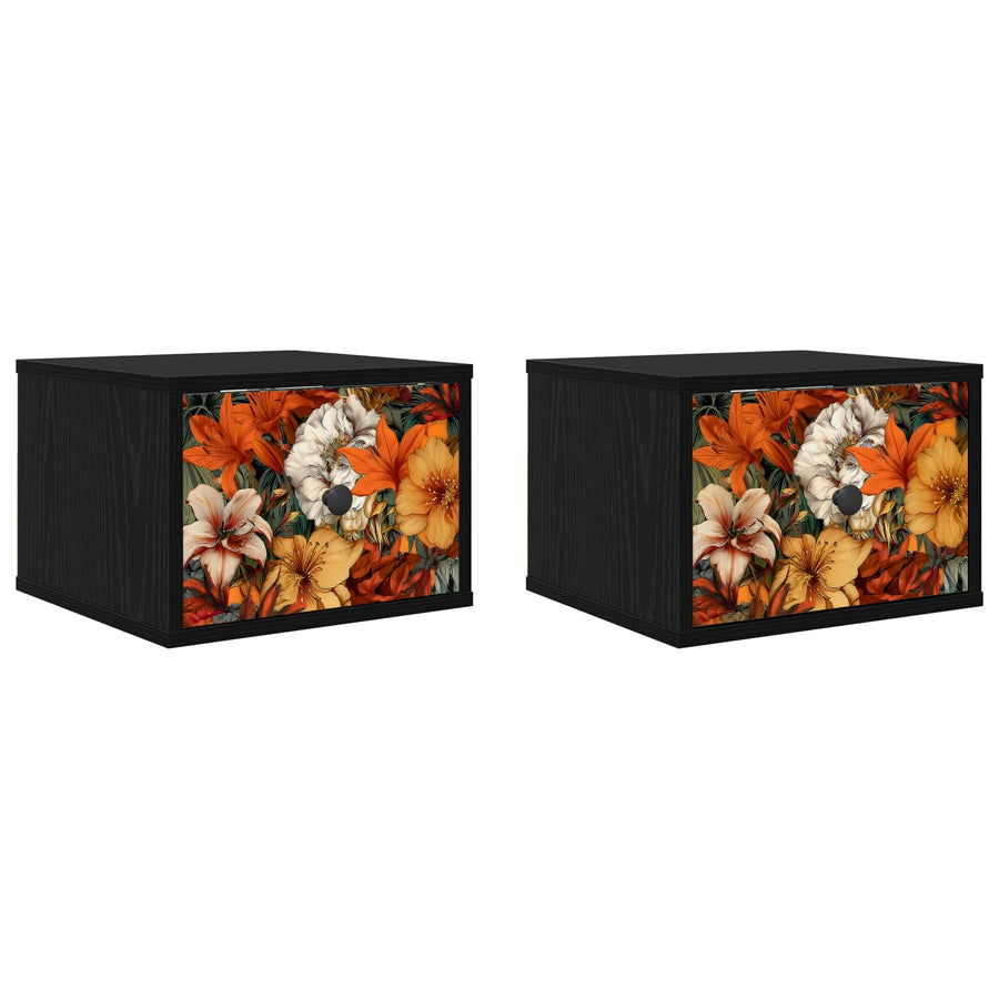 Wandkastje GENNEP 2 st Zwart eiken 36 x 33 x 25 cm Bewerkt hout