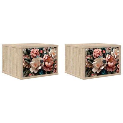 Wandkastje BORNE 2 st Sonoma Eiken 36 x 33 x 25 cm Bewerkt hout