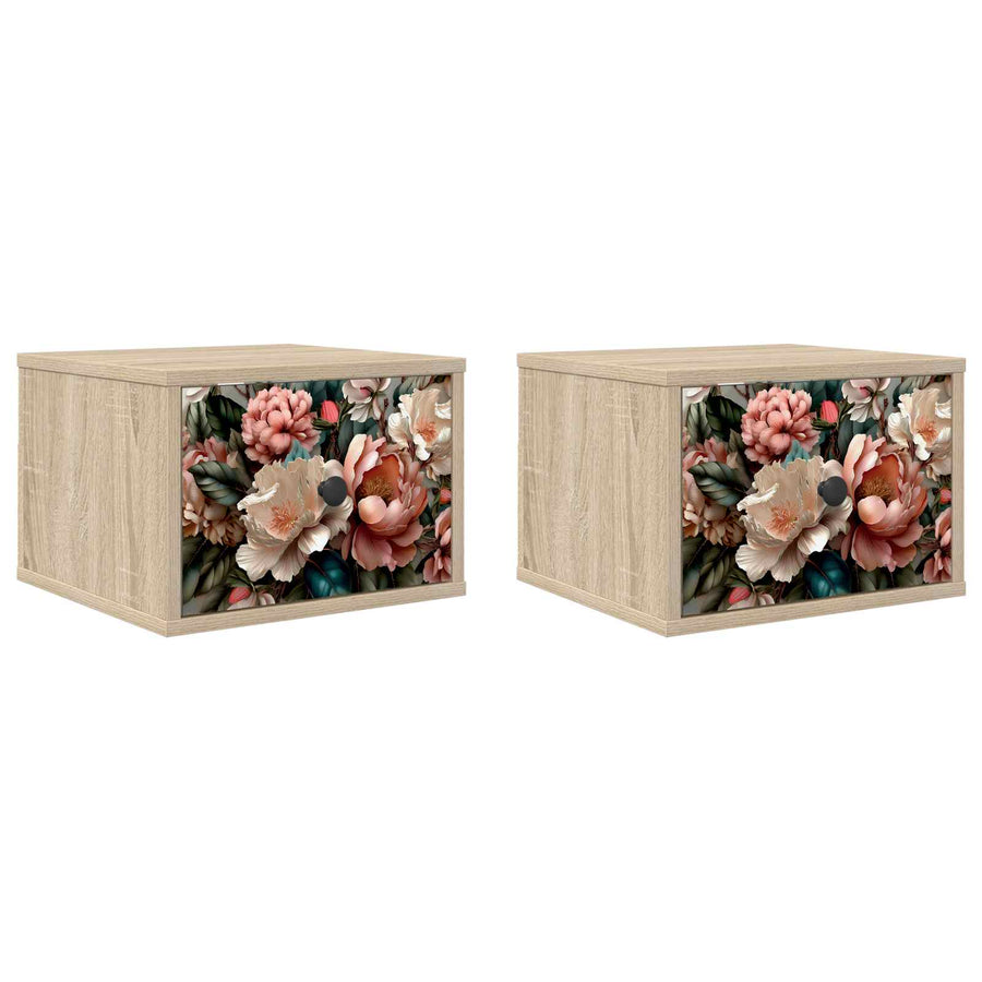 Wandkastje BORNE 2 st Sonoma Eiken 36 x 33 x 25 cm Bewerkt hout