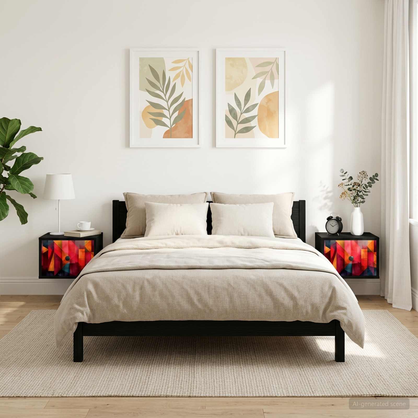 Wandkastje HEESCH 2 st Zwart eiken 36 x 33 x 25 cm Bewerkt hout