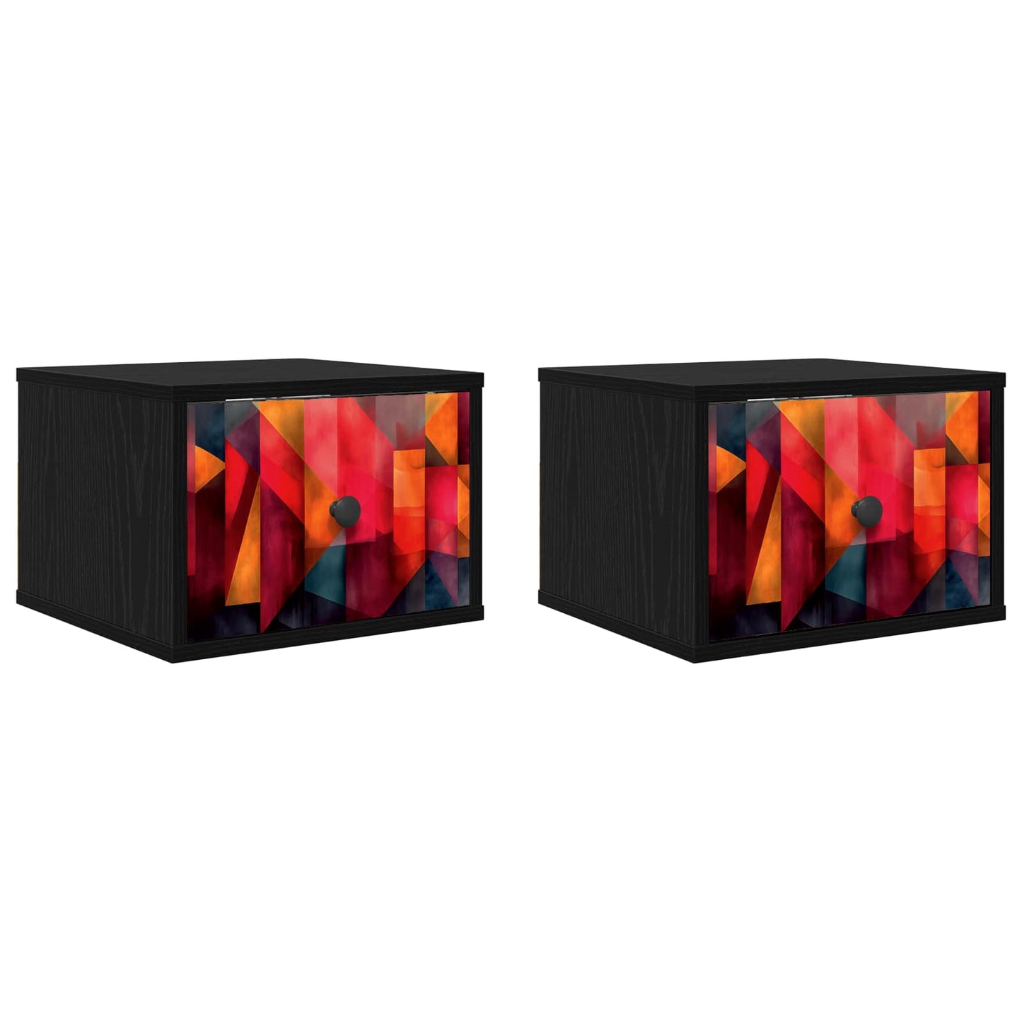 Wandkastje HEESCH 2 st Zwart eiken 36 x 33 x 25 cm Bewerkt hout