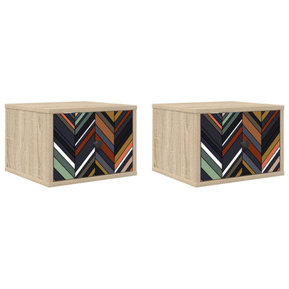 Wandkastje OMMEN 2 st Sonoma Eiken 36 x 33 x 25 cm Bewerkt hout