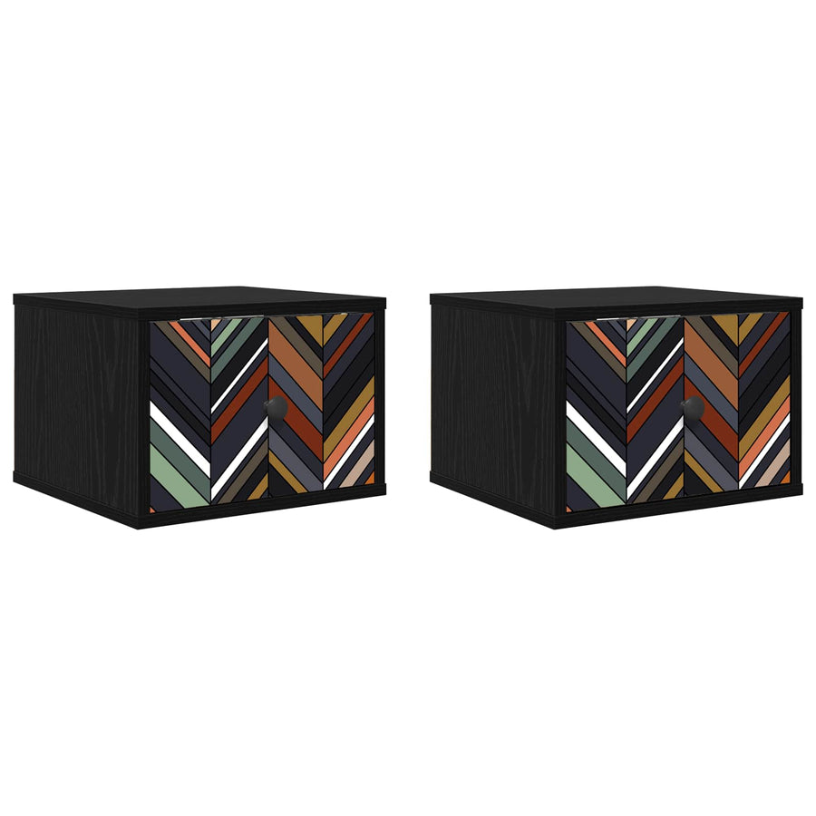 Wandkastje OMMEN 2 st Zwart eiken 36 x 33 x 25 cm Bewerkt hout