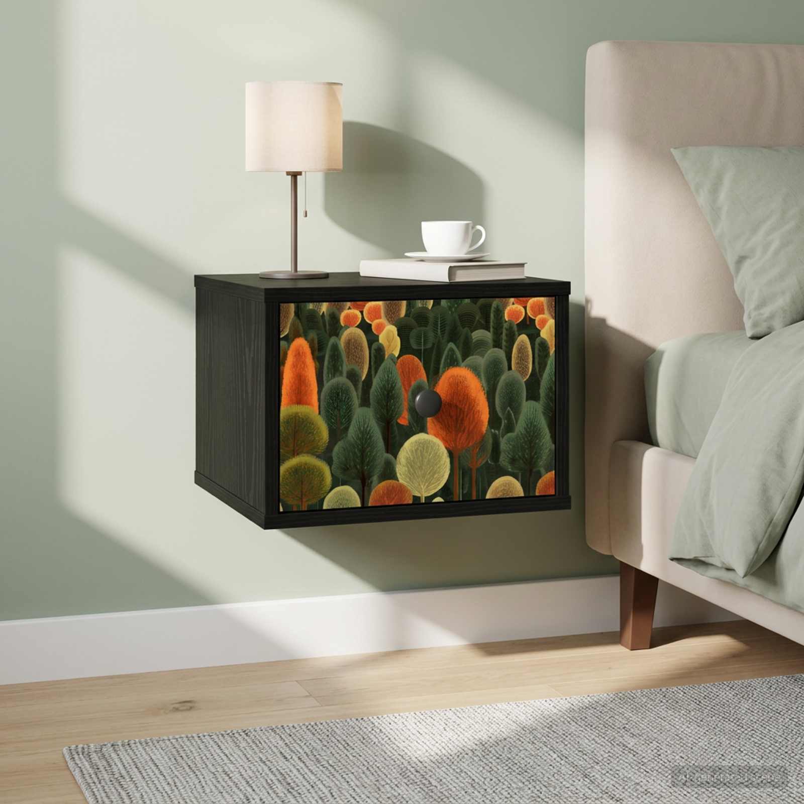Wandkastje ZAANDAM Zwart eiken 36 x 33 x 25 cm Bewerkt hout