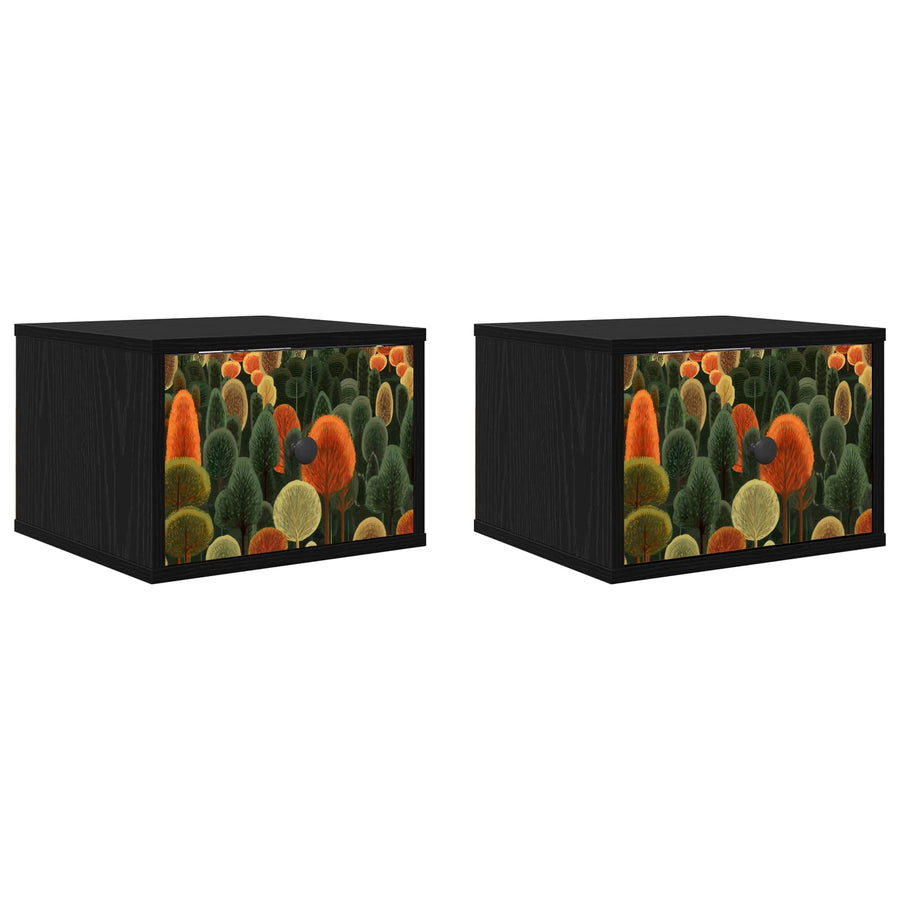 Wandkastje ZAANDAM 2 st Zwart eiken 36 x 33 x 25 cm