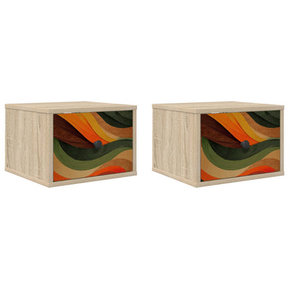 Wandkastje BONN 2 st Sonoma Eiken 36 x 33 x 25 cm Bewerkt hout