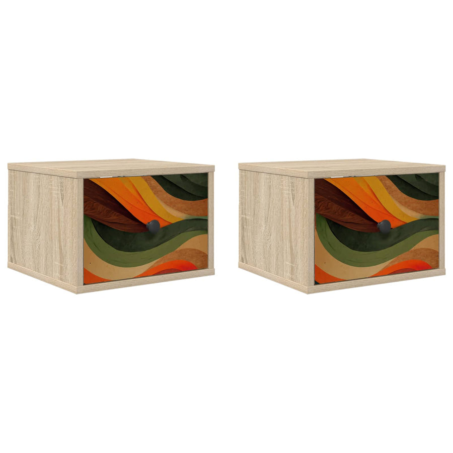Wandkastje BONN 2 st Sonoma Eiken 36 x 33 x 25 cm Bewerkt hout