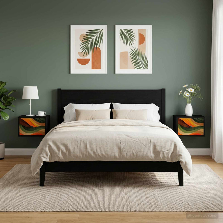 Wandkastje BONN 2 st Zwart eiken 36 x 33 x 25 cm Bewerkt hout