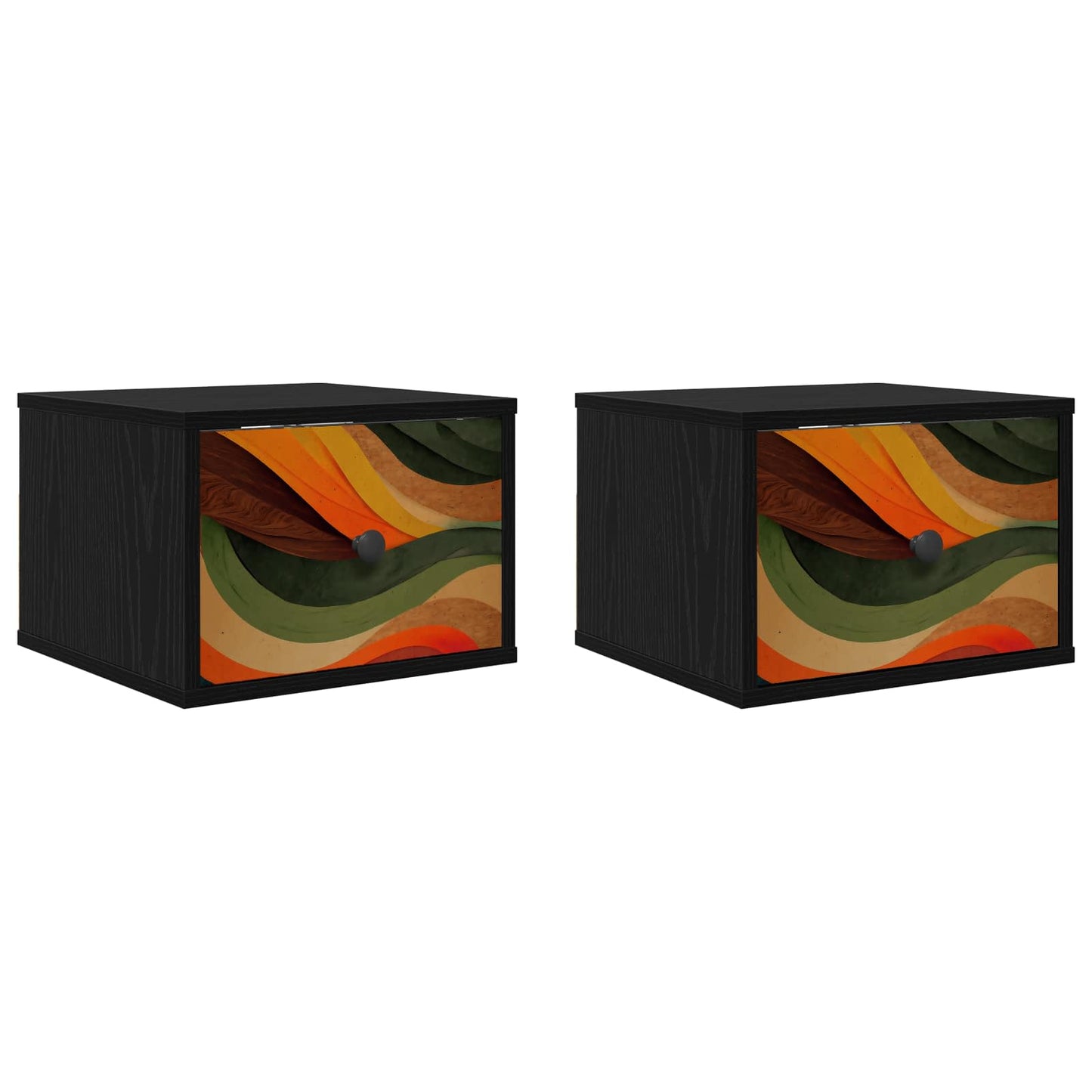 Wandkastje BONN 2 st Zwart eiken 36 x 33 x 25 cm Bewerkt hout