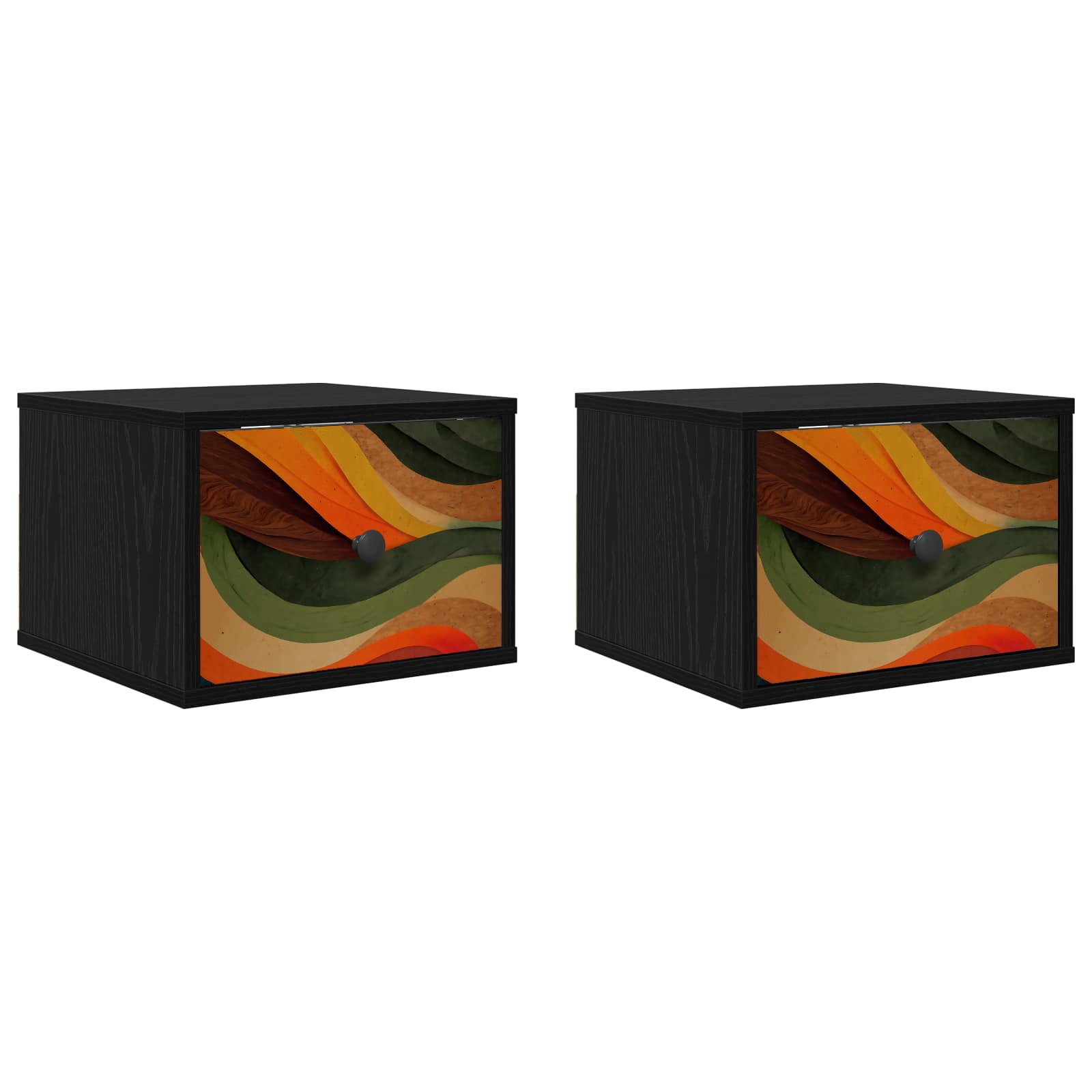 Wandkastje BONN 2 st Zwart eiken 36 x 33 x 25 cm Bewerkt hout