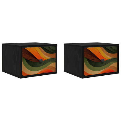 Wandkastje BONN 2 st Zwart eiken 36 x 33 x 25 cm Bewerkt hout