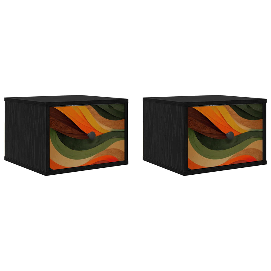 Wandkastje BONN 2 st Zwart eiken 36 x 33 x 25 cm Bewerkt hout