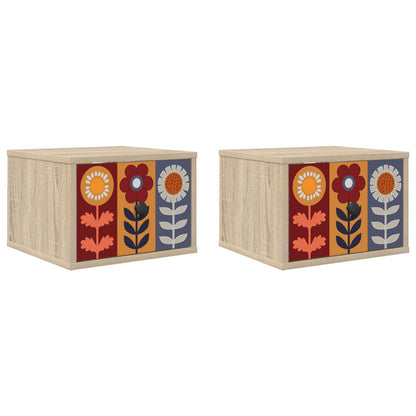 Wandkastje ESSEN 2 st Sonoma Eiken 36 x 33 x 25 cm Bewerkt hout