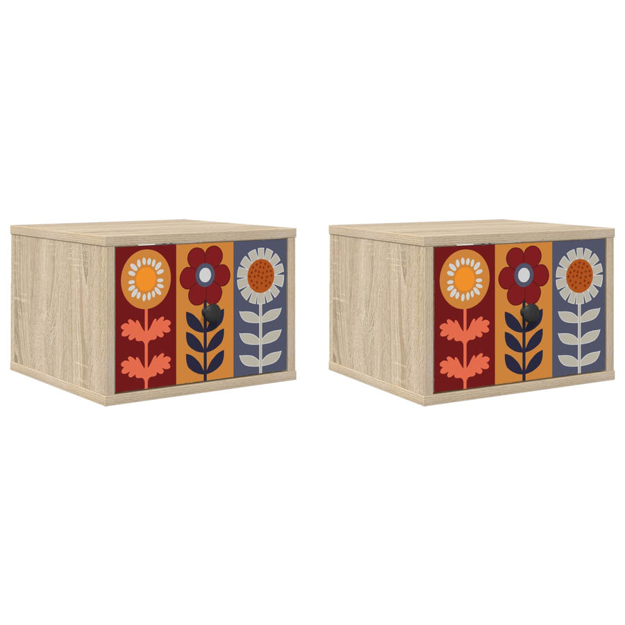 Wandkastje ESSEN 2 st Sonoma Eiken 36 x 33 x 25 cm Bewerkt hout