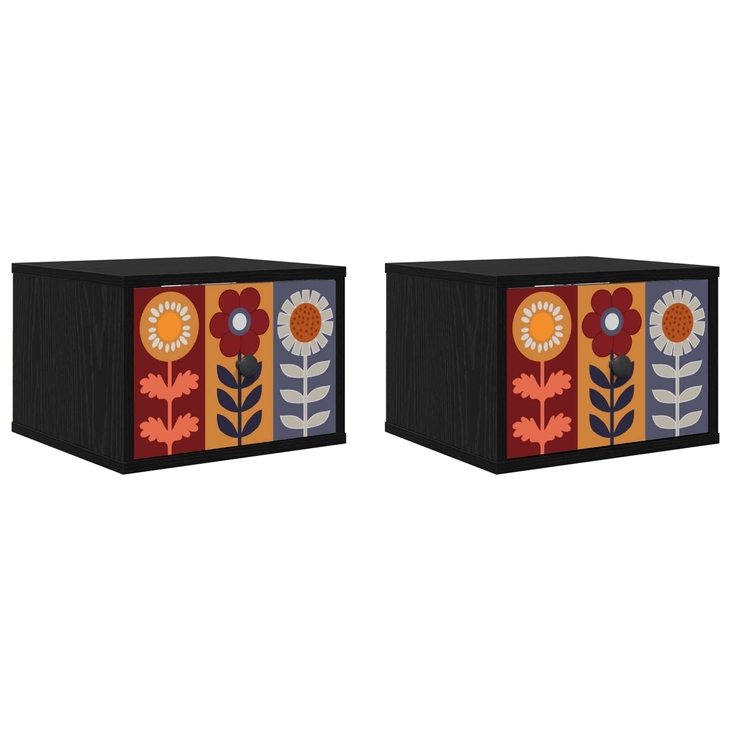 Wandkastje ESSEN 2 st Zwart eiken 36 x 33 x 25 cm Bewerkt hout