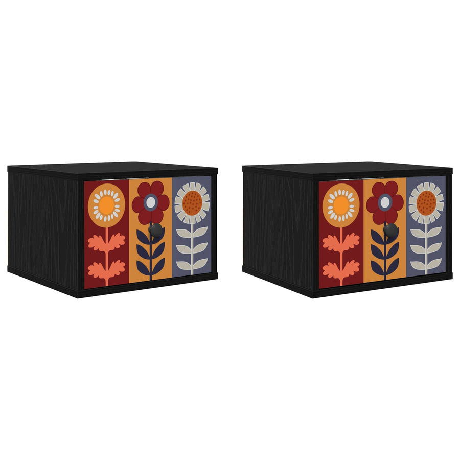 Wandkastje ESSEN 2 st Zwart eiken 36 x 33 x 25 cm Bewerkt hout