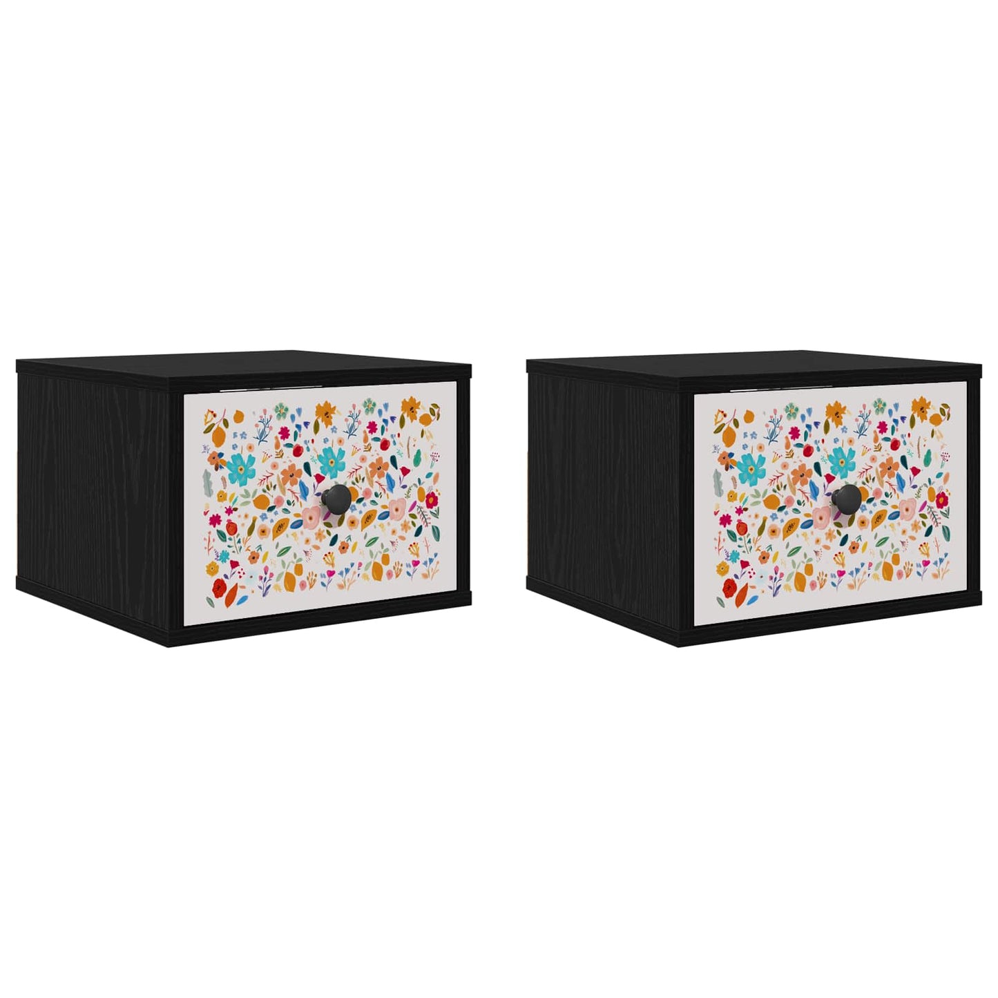 Wandkastje MAINZ 2 st Zwart eiken 36 x 33 x 25 cm Bewerkt hout