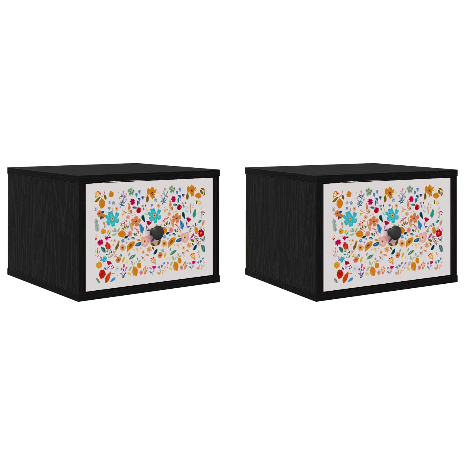 Wandkastje MAINZ 2 st Zwart eiken 36 x 33 x 25 cm Bewerkt hout