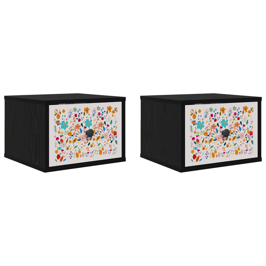 Wandkastje MAINZ 2 st Zwart eiken 36 x 33 x 25 cm Bewerkt hout