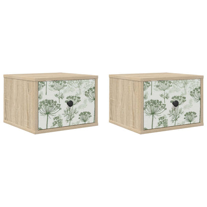 Wandkastje GOTHA 2 st Sonoma Eiken 36 x 33 x 25 cm Bewerkt hout