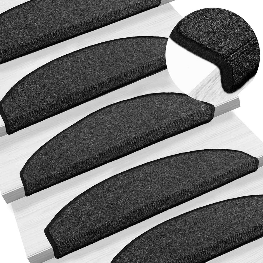 Zelfklevende Trapmatten 15 pcs Antracietkleurig Vilt - 100% PP