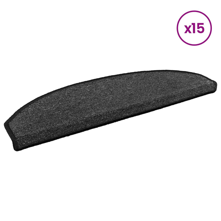 Zelfklevende Trapmatten 15 pcs Antracietkleurig Vilt - 100% PP