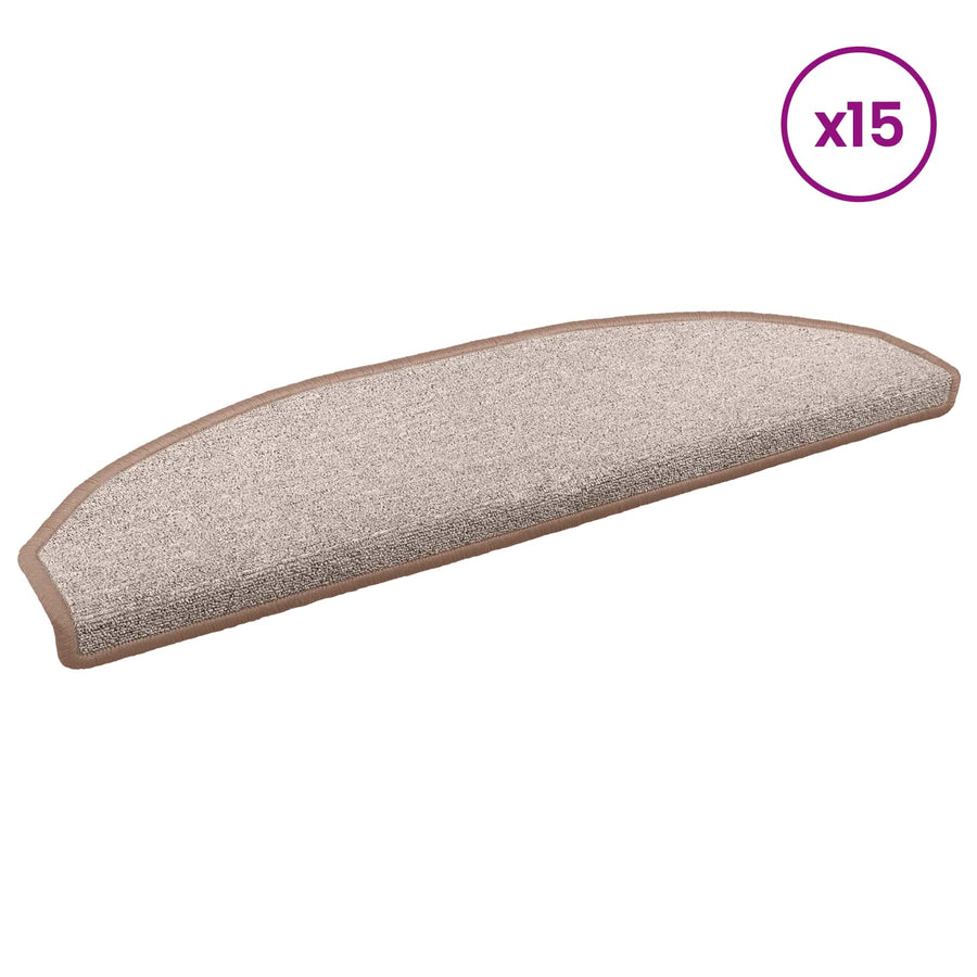 Zelfklevende Trapmatten 15 pcs Licht Bruin 80 x 24,5 x 3,5 cm
