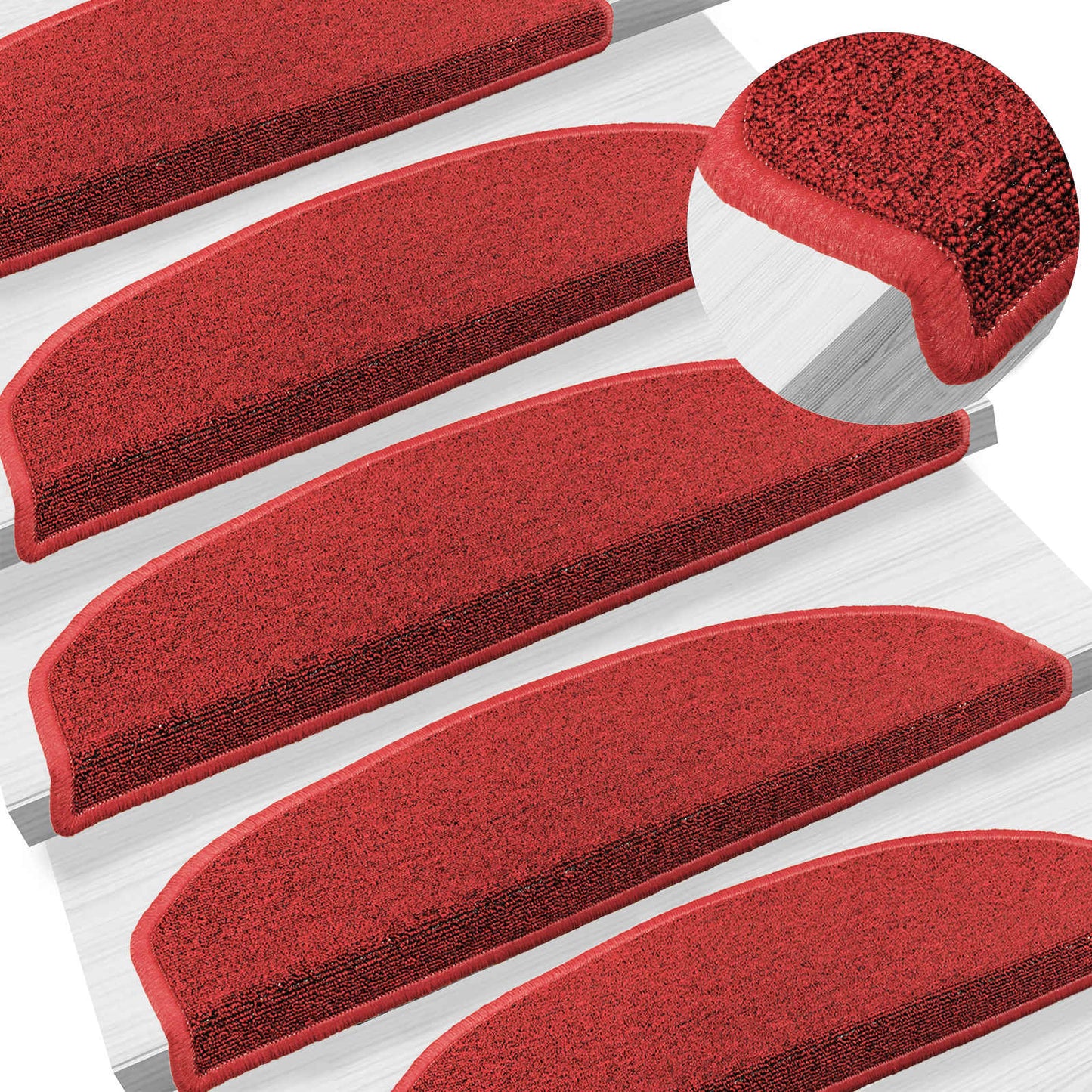 Zelfklevende Trapmatten Halfrond 15 pcs Rood 80 x 24,5 x 3,5 cm
