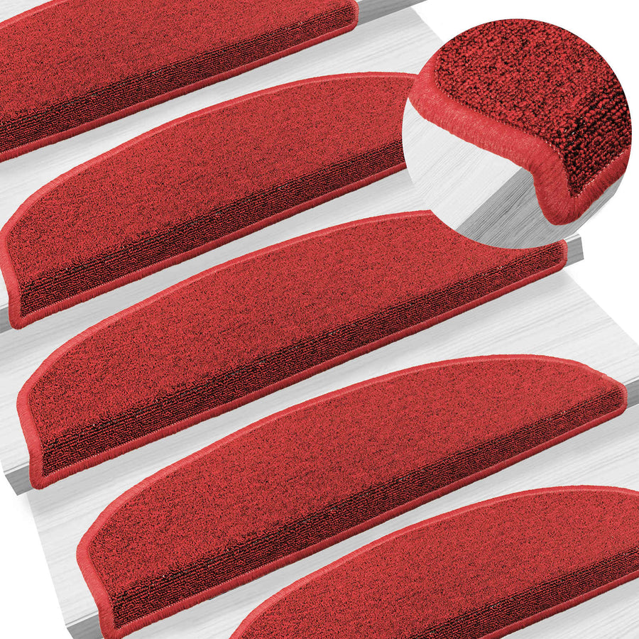 Zelfklevende Trapmatten Halfrond 15 pcs Rood 80 x 24,5 x 3,5 cm