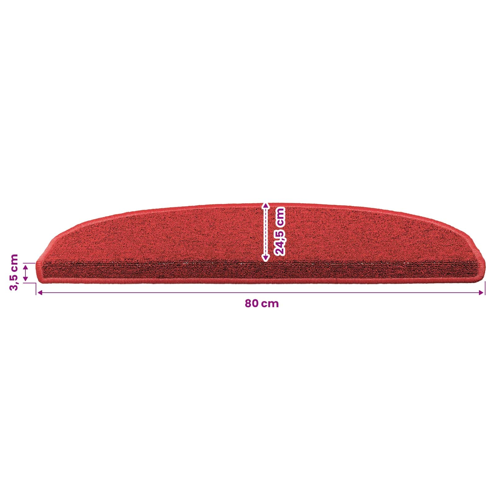 Zelfklevende Trapmatten Halfrond 15 pcs Rood 80 x 24,5 x 3,5 cm