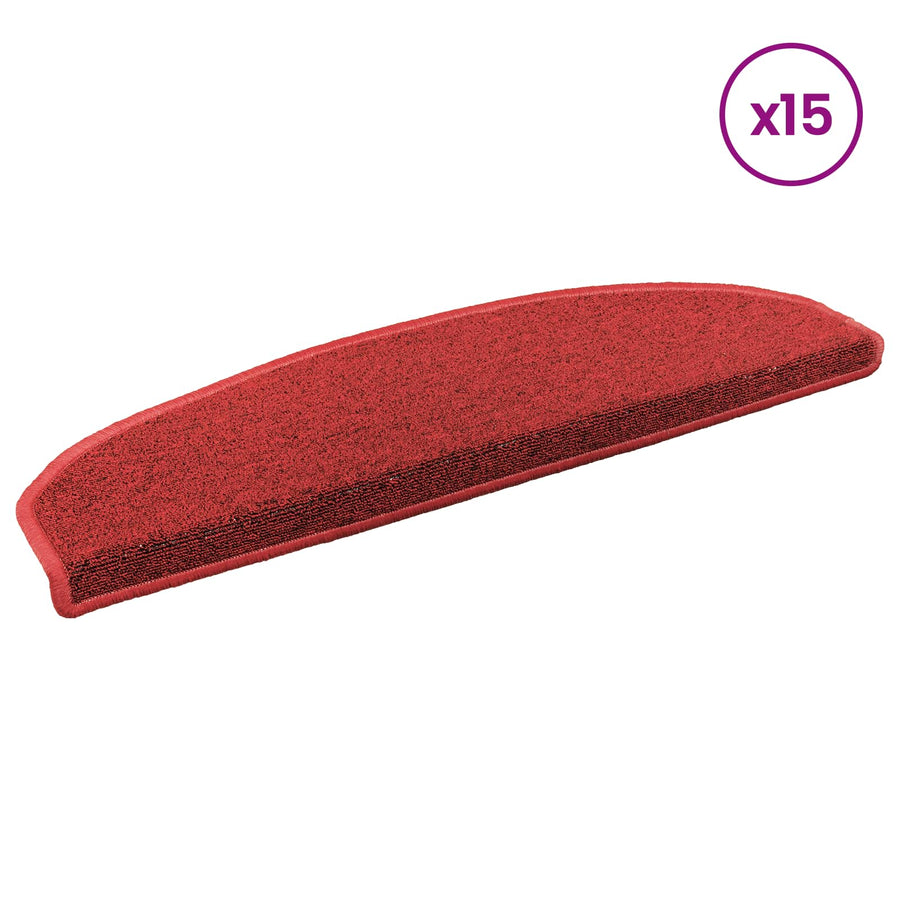 Zelfklevende Trapmatten Halfrond 15 pcs Rood 80 x 24,5 x 3,5 cm