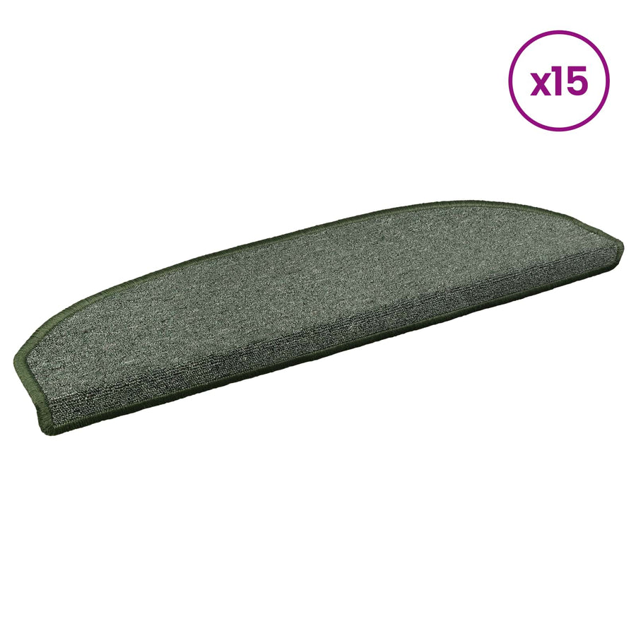 Zelfklevende Trapmatten 15 pcs Donkergroen 80 x 24,5 x 3,5 cm