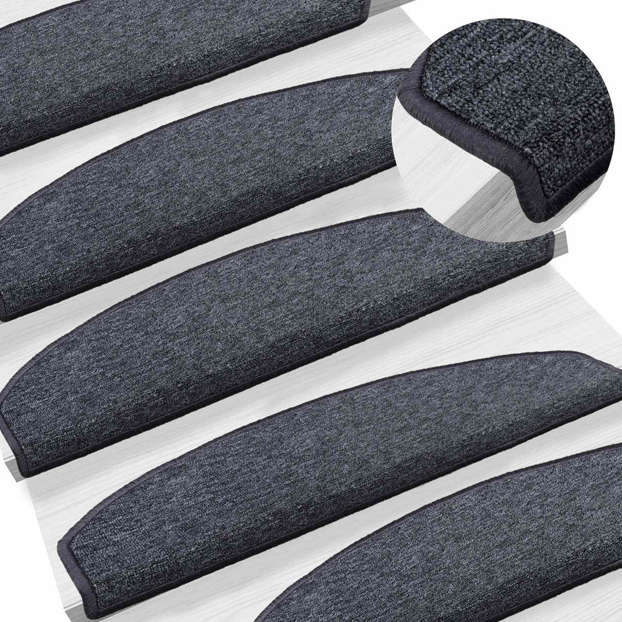 Zelfklevende Trapmatten Halfrond 15 pcs Donkergrijs en blauw