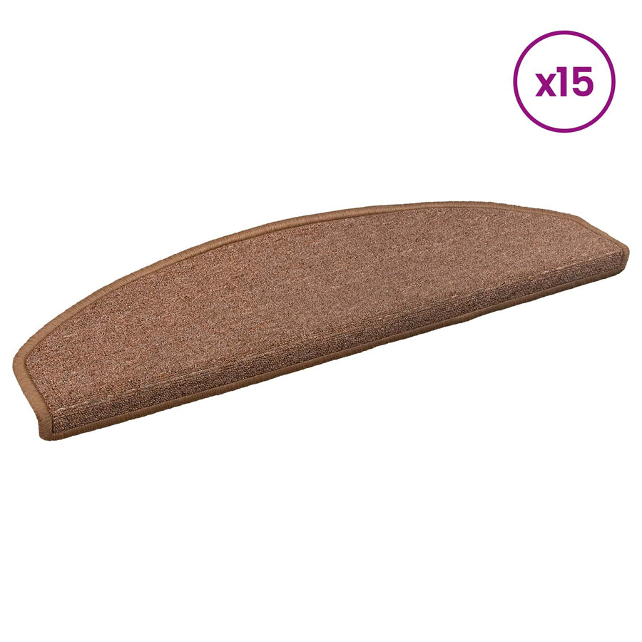 Zelfklevende Trapmatten 15 pcs Bruin 80 x 24,5 x 3,5 cm