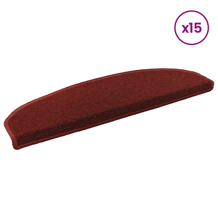 Zelfklevende Trapmatten 15 pcs Bordeaux Rood 80 x 24,5 x 3,5 cm