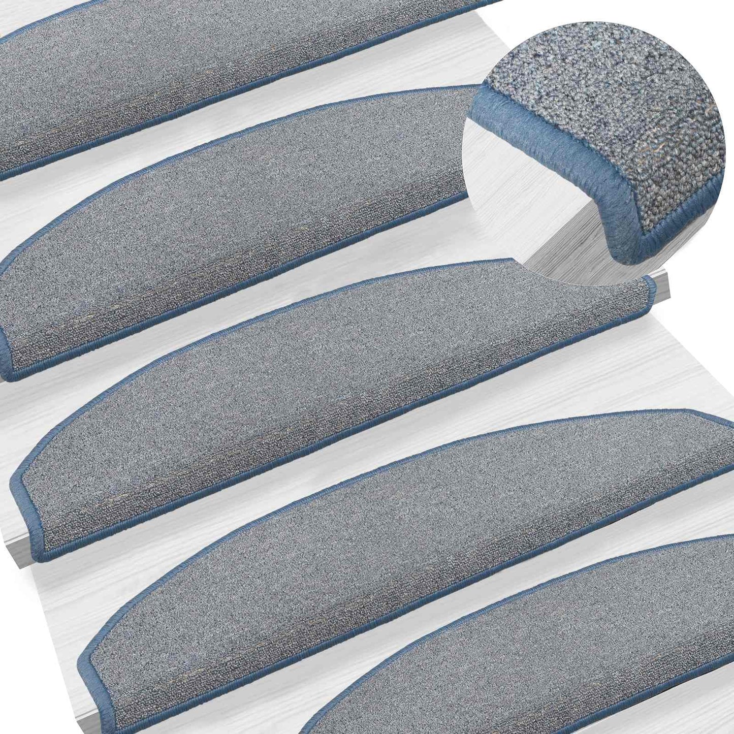 Zelfklevende Trapmatten Halfrond 15 pcs Lichtgrijs en blauw