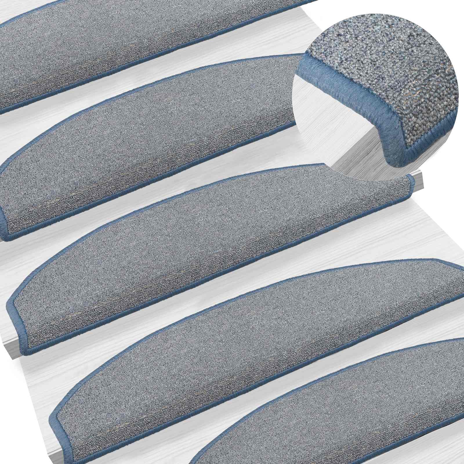 Zelfklevende Trapmatten Halfrond 15 pcs Lichtgrijs en blauw