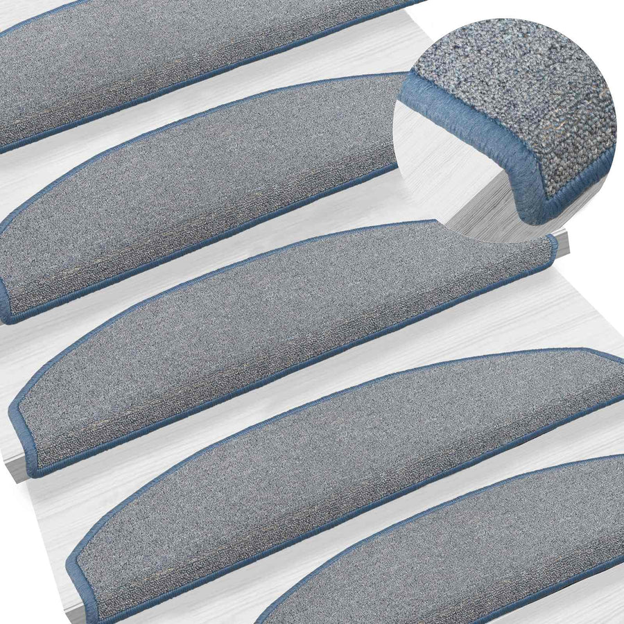 Zelfklevende Trapmatten Halfrond 15 pcs Lichtgrijs en blauw