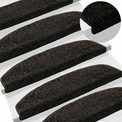 Zelfklevende Trapmatten 15 pcs Antracietkleurig Vilt - 100% PP