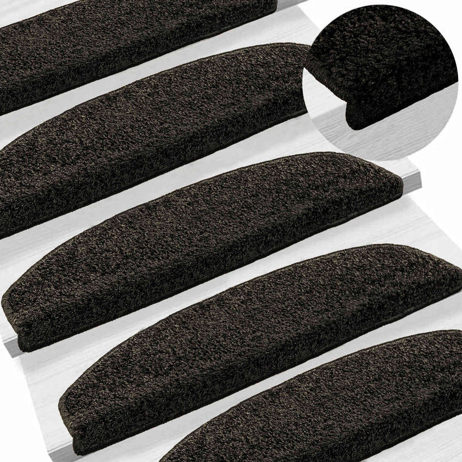 Zelfklevende Trapmatten 15 pcs Antracietkleurig Vilt - 100% PP