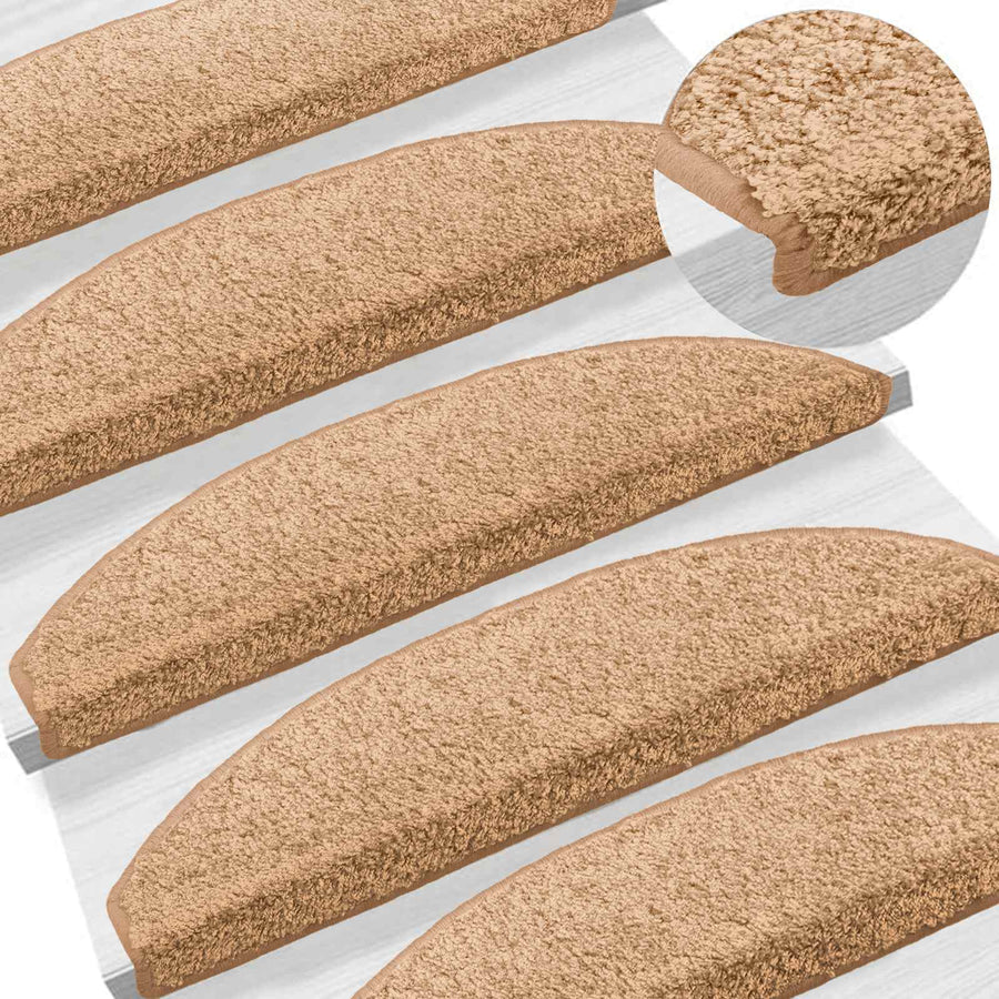 Zelfklevende Trapmatten 15 pcs Beige 80 x 24,5 x 3,5 cm